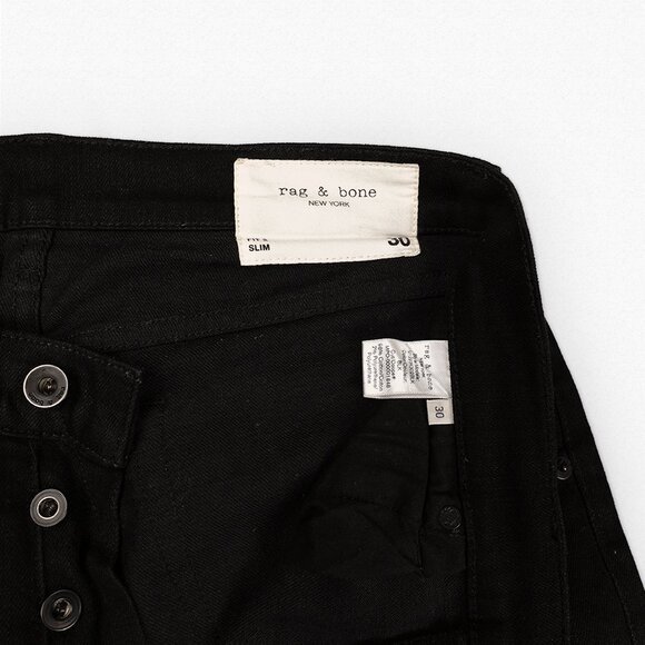 rag & bone men's black slim fit 2 jeans - 30" - Picture 3 of 4